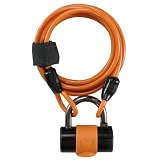 J&C 多機能コンパクトワイヤーロック[4x1800mm/シリンダーキー3本付] オレンジ JC-019W