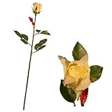 Review i-koncepts Ltd  / Closed Bud Rose - Yellow/White - Artificial Flower