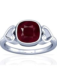 14K White Gold Cushion Cut Ruby Womens Astrological Ring