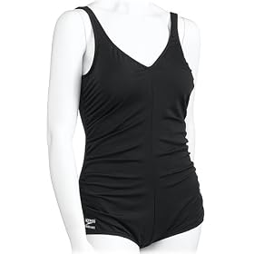 Speedo Aquatic Endurance+ Polyester Side Shirred Contourback Swimsuit with Tummy Control