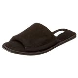 Dearfoams Women's Microfiber Terry Open Toe Scuff,Black,X-Large (US Women's 9.5-10.5 M) ~ Dearfoams