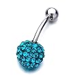 Pugster Round Aquamarine Crystal December Birthstone Body Jewelry Fashion