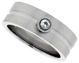 Surgical Steel 5/16 (8mm) Flat Band with one CZ stone