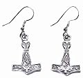 Sterling Silver Scandinavian Norse Viking Thor's Hammer Earrings