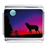 Animal Photo Wolf At Sundown Italian Charms Bracelet Link