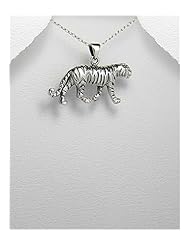 Tiger Pendant Necklace In 92.5 Sterling Silver