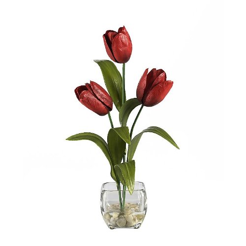 Tulips Liquid Illusion Silk Plant - Red