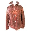 Burgundy Beaded Denim Jacket