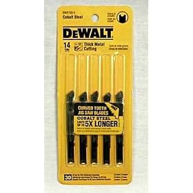 DEWALT DW3720-5 3 14 TPI Thick Metal Cut Cobalt Steel U-Shank Jig Saw Blade - 5 Pack by DeWalt