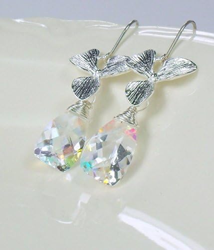 Quartz Orchid Sterling Dangle Earrings, Winter Accessory, Icicles