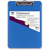 Charles Leonard Plastic Clipboard, Low Profile Clip, Letter Size, Transparent Neon Blue, 1 Each (89715)