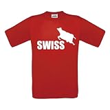 Fun Länder T-Shirt – Swiss Cow Style – S M L XL XXL XXXL – Textil red / Motiv weiss XL Rezessionen