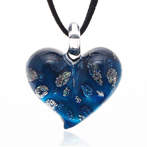 Hand Blown Venetian Murano Glass Tiny Flowers Pendant Necklace, 18-20 inches