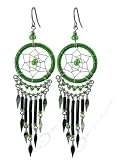 Hypo Alergenic Green and Black Native American Style Surgical Stainless Steel Chandelier Earrings French Ear Wire Hook Back Findings