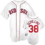Curt Schilling White Majestic MLB Home Replica Boston Red Sox Jersey