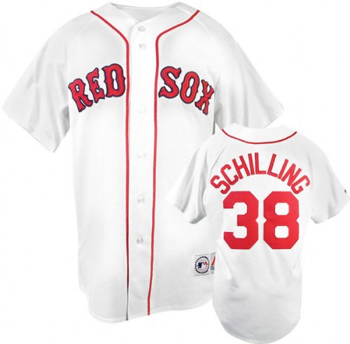 Curt Schilling White Majestic MLB Home Replica Boston Red Sox Jersey