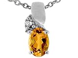 0.85 cts Genuine Oval Citrine Pendant - 14kt White or Yellow Gold LIFETIME WARRANTEE