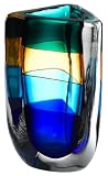 Venini 'Fasce Sommerse' 10-Inch Apple Green and Sapphire Vase