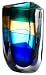 Venini 'Fasce Sommerse' 10-Inch Apple Green and Sapphire Vase