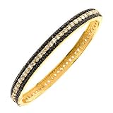 Cable Black Rhodium CZ Diamond Gold Vermeil Bangle