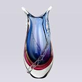 Hand Blown Multicolor Sommerso Art Glass Teardrop Vase 11 tall