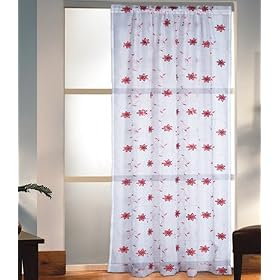 Nova Voile Curtain Panel Slot Top Red 57x72