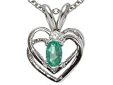 0.27 cts Genuine Emerald and Diamond Heart Pendant - 14kt White or Yellow Gold