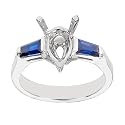 18k White Gold Setting with Tapered Baguette Sapphire Accents and Platinum Prong Head