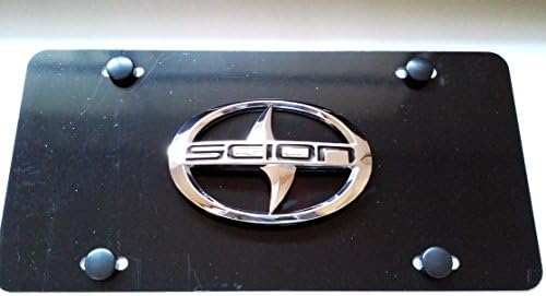 Scion Aluminum Black Front License Plate with caps