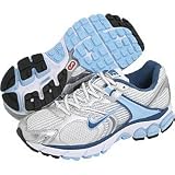 Nike Women's Zoom Equalon+ 4 Running Shoe - White/ Metallic Silver/ Utility Blue 7.5 - Regular