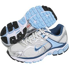 Nike Women's Zoom Equalon+ 4 Running Shoe - White/ Metallic Silver/ Utility Blue 7.5 - Regular