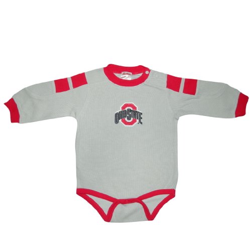 NCAA Ohio State Buckeyes Baby / Infant One-Piece Bodysuit / Romper / Onesie with Embroidered Logo - Grey & Red (Size: 24)