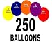 Pack of 250 Assorted Colours Latex Party Balloons (50x Yellow, 50x Blue, 50x ...