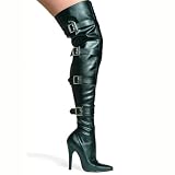 5 Inch Sexy High Heel Boot Thigh High Boot With Buckles And Inner Zipper Stretch