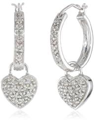 10k White Gold Heart Diamond Dangle Earrings (1/5 cttw, I-J Color, I2-I3 Clarity)