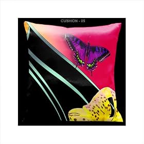 Butterflies and Tiger Lily Pillow in Green and Black by 