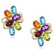 Blue Topaz, Garnet, Amethyst, Peridot Citrine Gold Earrings