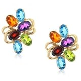 Gold Earrings w/ Garnet Amethyst Topaz Citrine Peridot