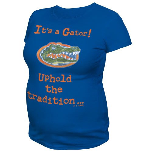 NCAA Florida Gators T.Fisher Uphold The Tradition Maternity Tee Shirt (Royal, Medium)
