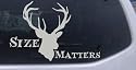 Size Matters Big Buck Decal Hunting And Fishing Car Window Wall Laptop Decal Sticker -- Silver 4.6in X 3in