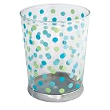InterDesign Glee Rain Waste Can, Clear with Colored Dots