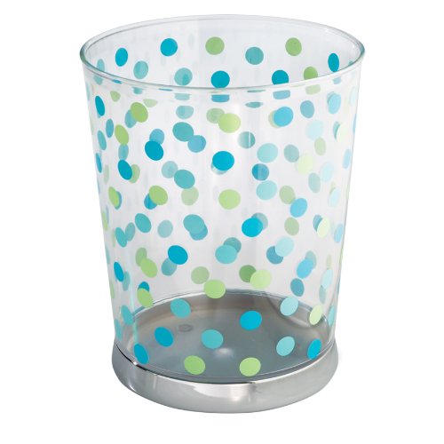 InterDesign Glee Rain Waste Can, Clear with Colored Dots