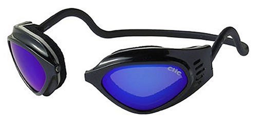 CliC Adjustable Front Connect Universal Sport Goggle, Standard Size, Black Frame with Blue Lens