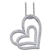 14K White Gold Diamond Heart Interlocking Necklace
