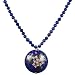 Gold Plated Sterling Silver Lapis Lazuli Beads with Blue Cloisonne Flat Round Pendant Necklace