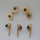 14k Yellow Gold Estate Cabochon Sapphire Cufflinks Set