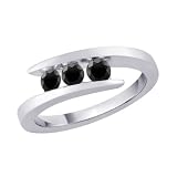 3 Black Diamond Promise Ring, 14K White Gold (1/2 cttw)