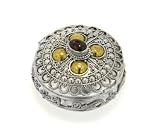 Ornate Garnet Sterling Silver Tooth Keepsake Pill Box - B00023JQ82