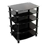 Walker Edison Everest Multilevel Component Stand, Black