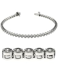 14k White Gold Diamond Millgrain Bracelet, Best Quality Free Gift Box Satisfaction Guaranteed
